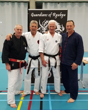 Guardians of RyuKyu seminar België. J.P. van Vree, Pieter Harms, Henk en Hubert Laenen